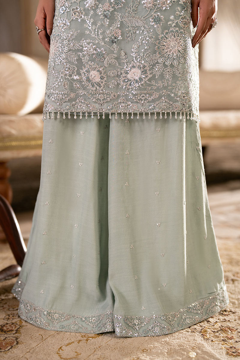 Cross Stitch | Wedding Pret | Aqua Sparkle-3PC Organza Embroidered Pret-4