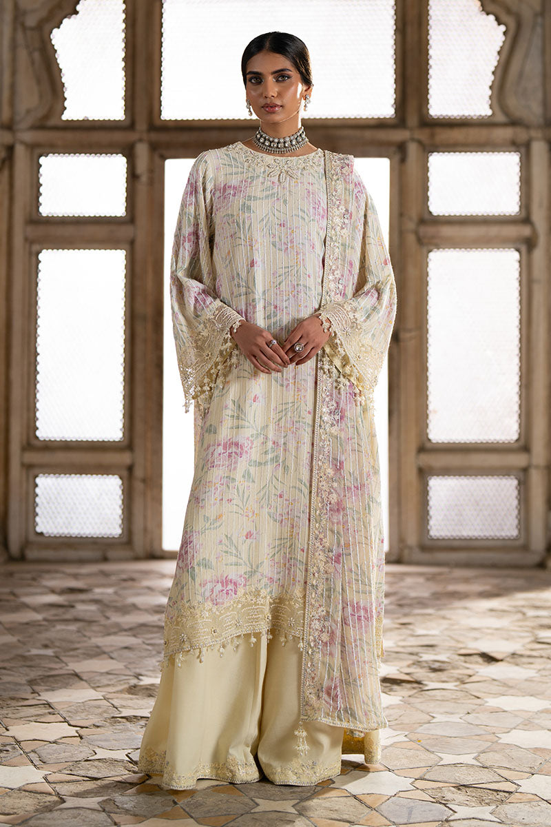 Cross Stitch | Wedding Pret | Muted Celadon-3PC Silk Embroidered Pret