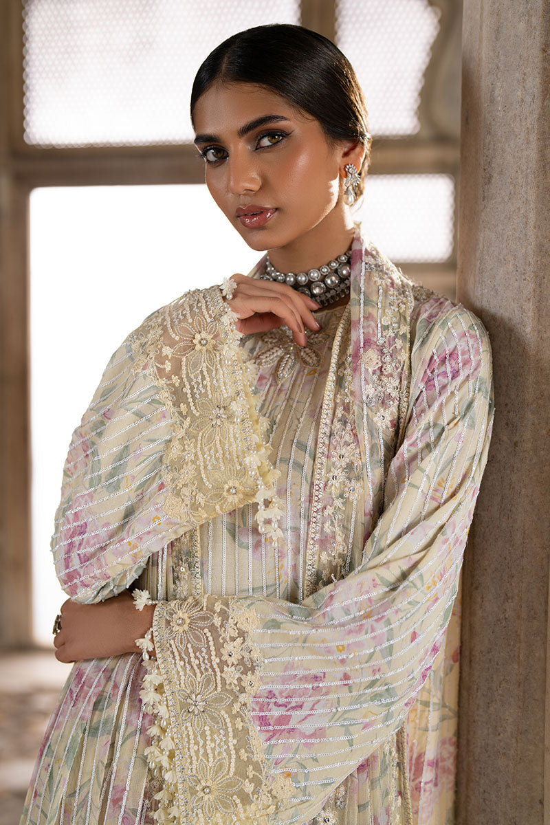 Cross Stitch | Wedding Pret | Muted Celadon-3PC Silk Embroidered Pret