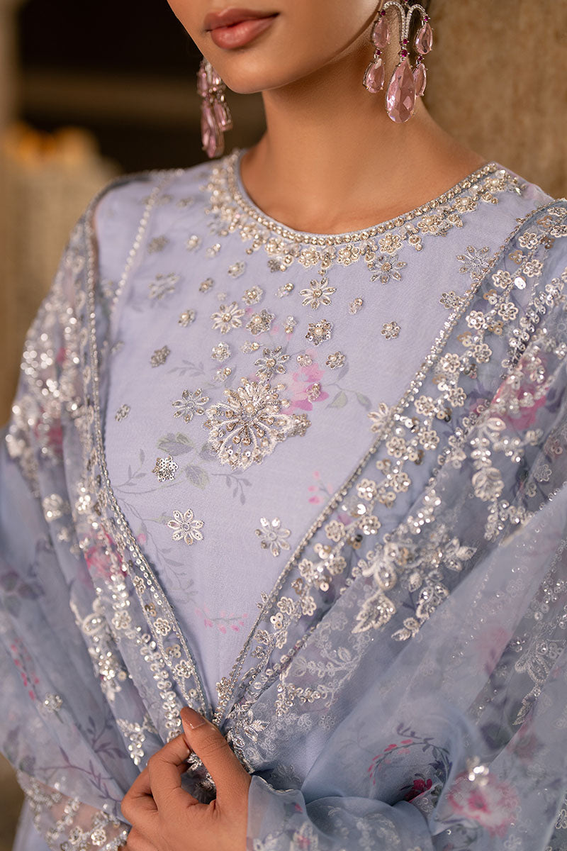 Cross Stitch | Wedding Pret | Amethyst Dusk-3PC Organza Embroidered Pret