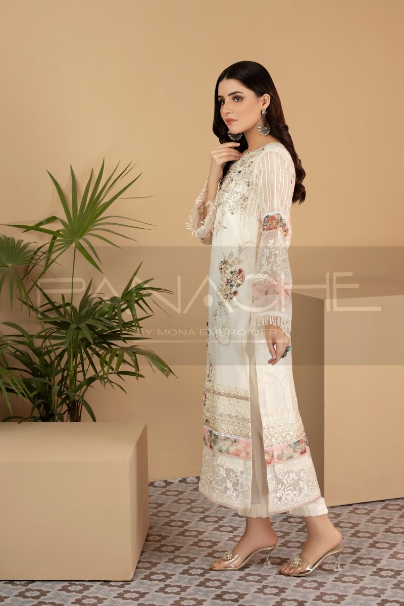 Panache | Pret | White Florence -  Panache By Mona  - Original Designer Dress - House of Maryam