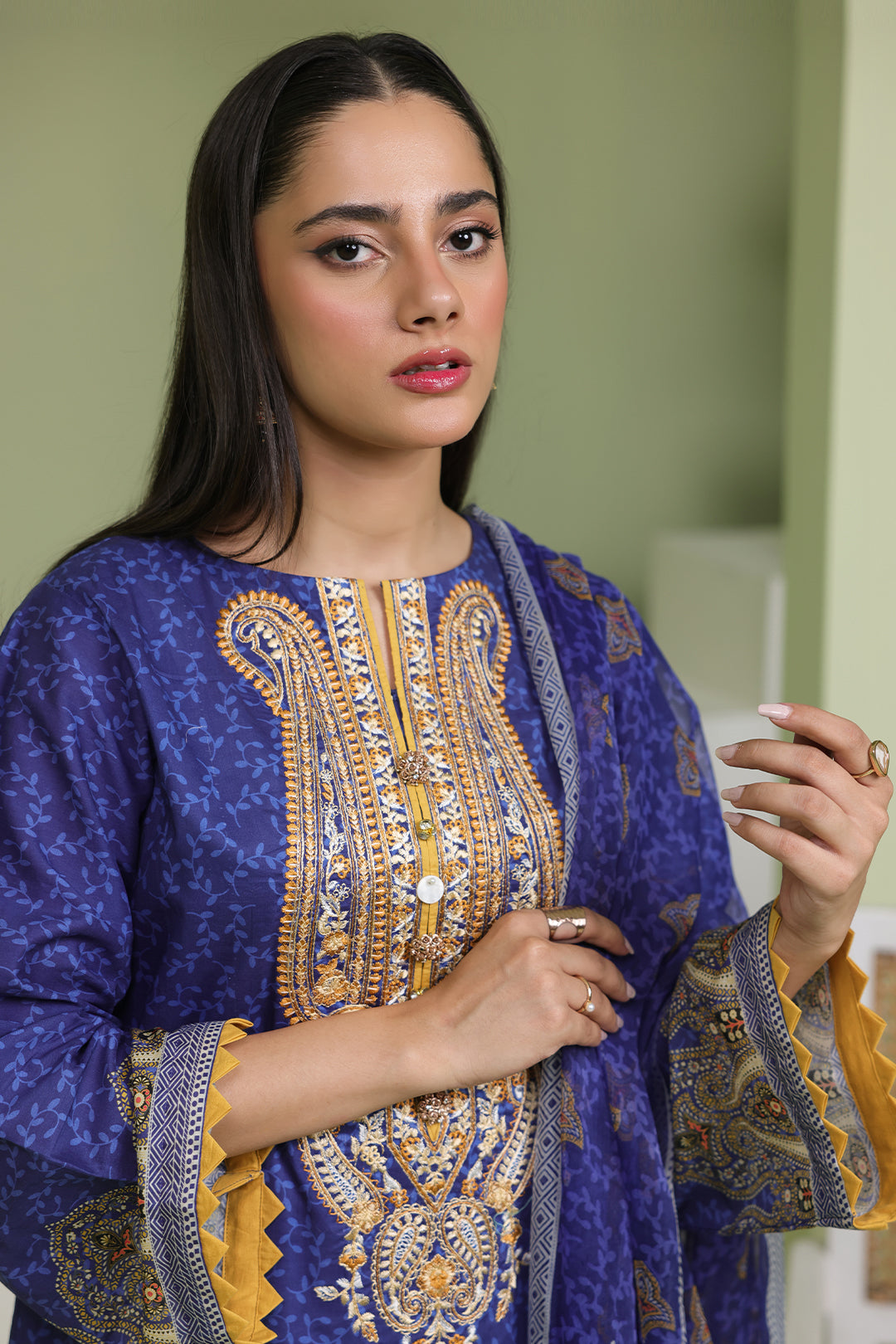 Zellbury | Unstitched 2 Piece Lawn | Embroidered Shirt Dupatta - 1688