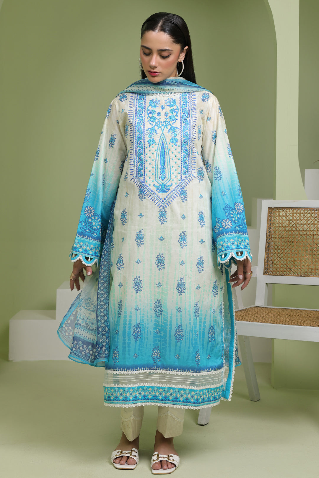 Zellbury | Unstitched 2 Piece Lawn | Embroidered Shirt Dupatta - 1694 -  Zellbury Women Essential Unstitched - Original Designer Dress - House of Maryam