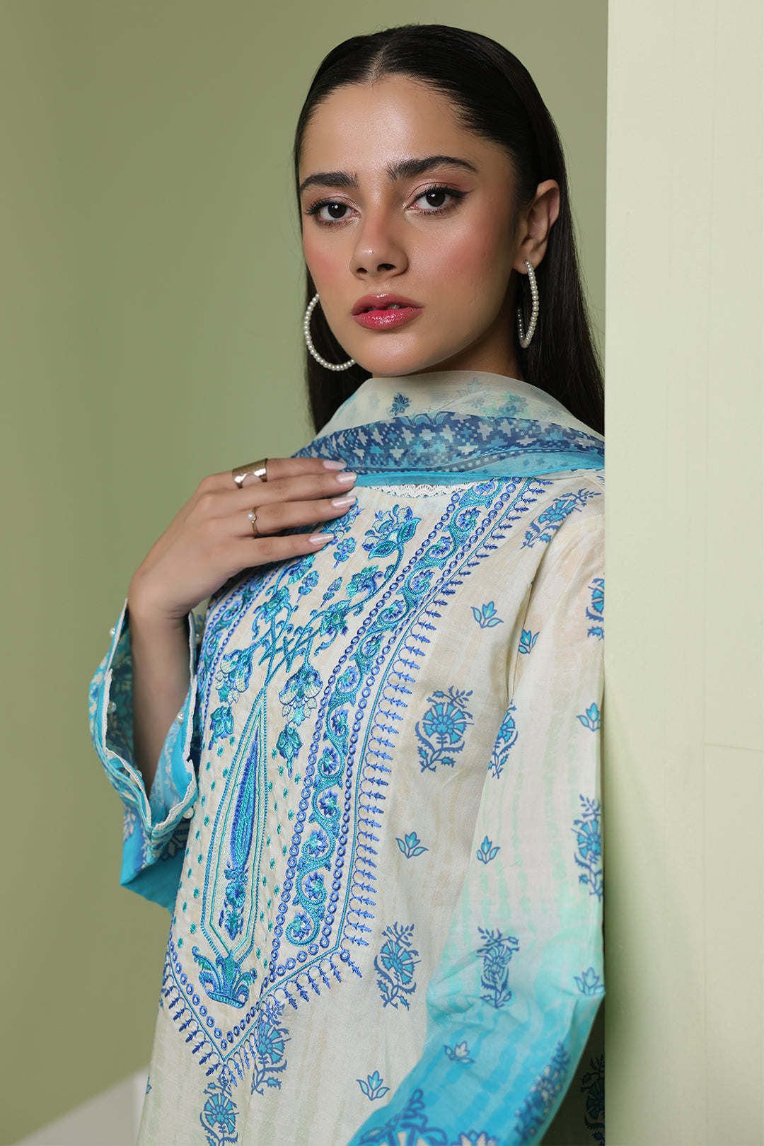 Zellbury | Unstitched 2 Piece Lawn | Embroidered Shirt Dupatta - 1694