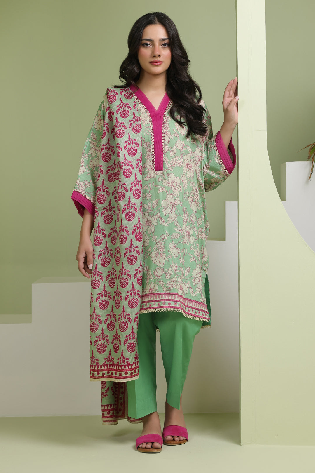 Zellbury | Unstitched 3 Piece Lawn | Shirt Shalwar Dupatta - 1502 -  Zellbury Women Essential Unstitched - Original Designer Dress - House of Maryam