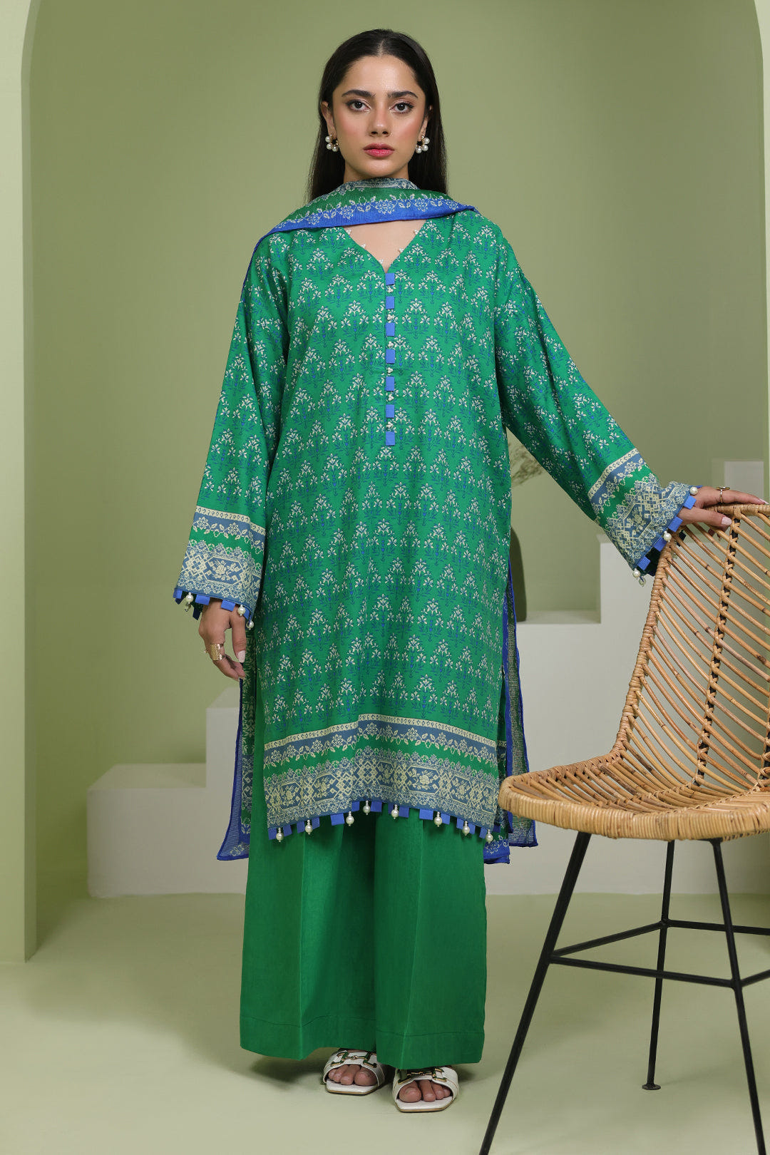 Zellbury | Unstitched 3 Piece Lawn | Shirt Shalwar Dupatta - 1697 -  Zellbury Women Essential Unstitched - Original Designer Dress - House of Maryam