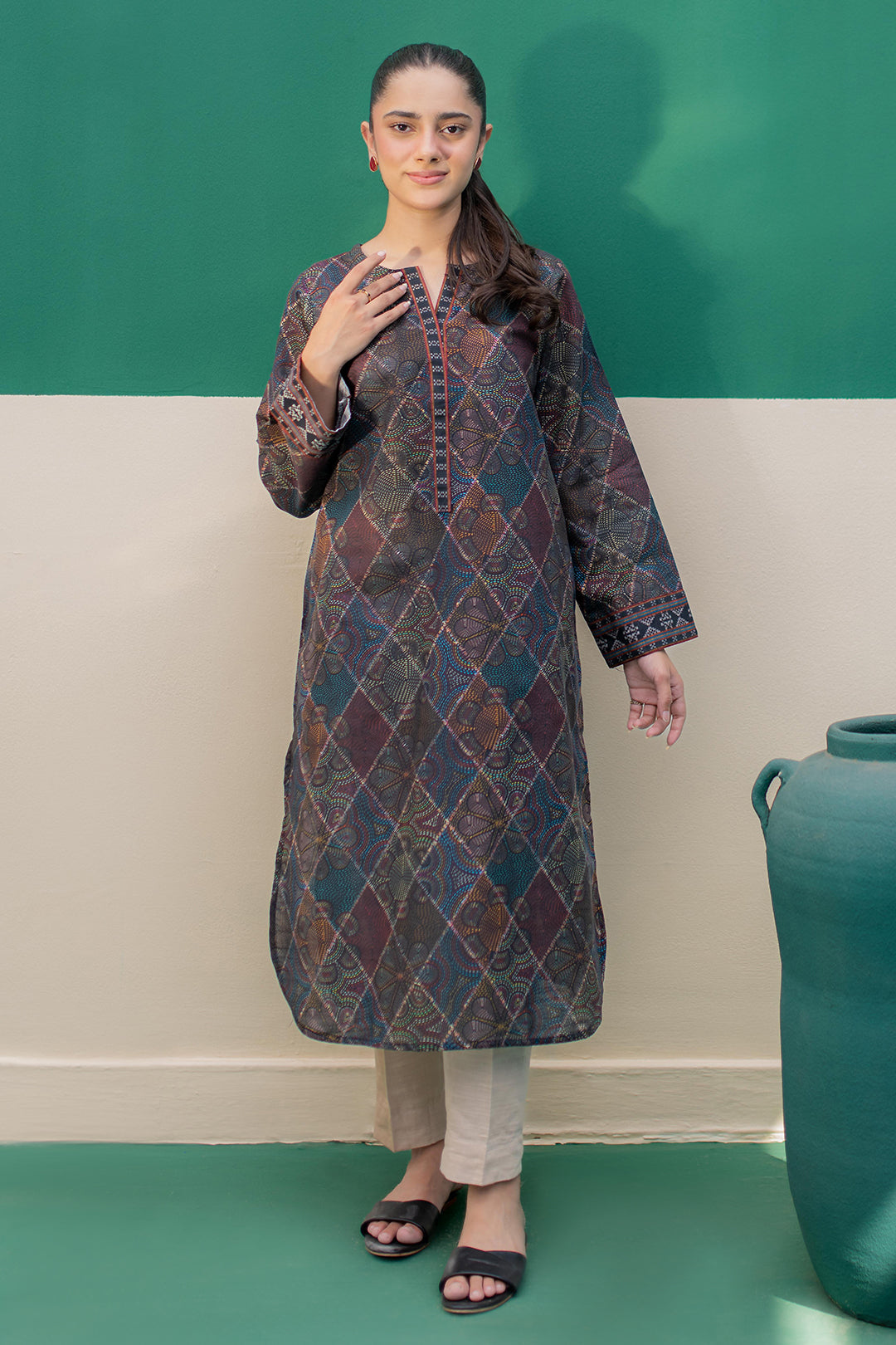 Zellbury | Winter Pret | Kurta - 3042 -  Zellbury Women Essential Pret - Original Designer Dress - House of Maryam