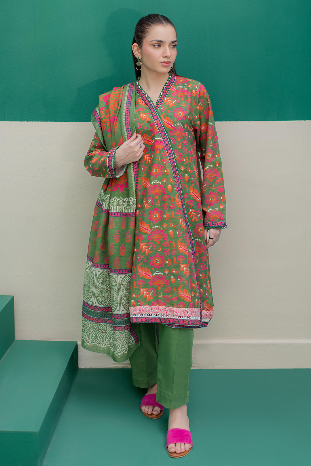 Zellbury | Winter Pret | Kurta Dupatta Trouser - 3088 -  Zellbury Women Essential Pret - Original Designer Dress - House of Maryam