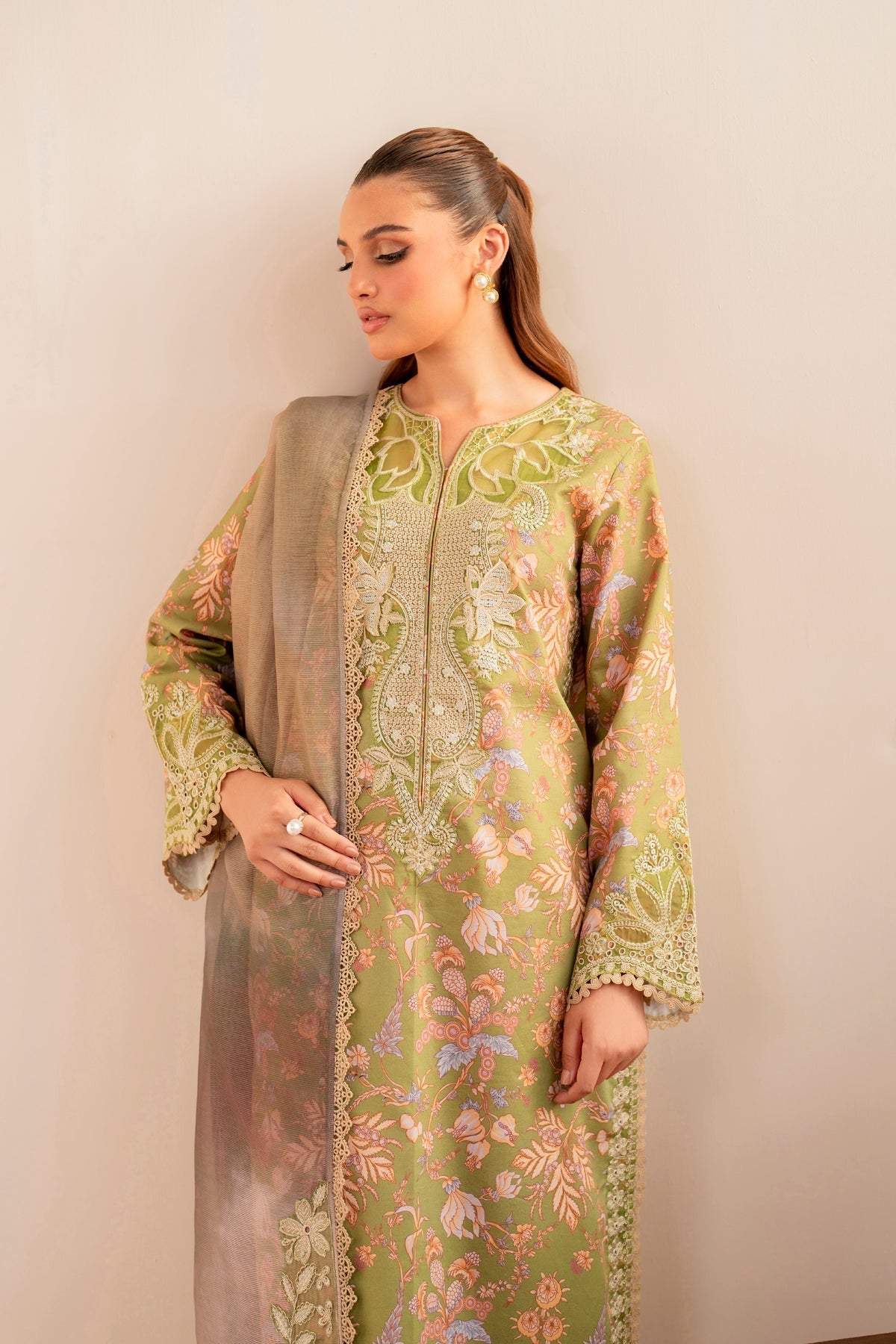 Xenia Formals | Summer Away 25 | FINCH-Brand:Xenia Formals-Type:Ladies Clothes-Olive-Lawn-House of Maryam- Buy in UK, USA