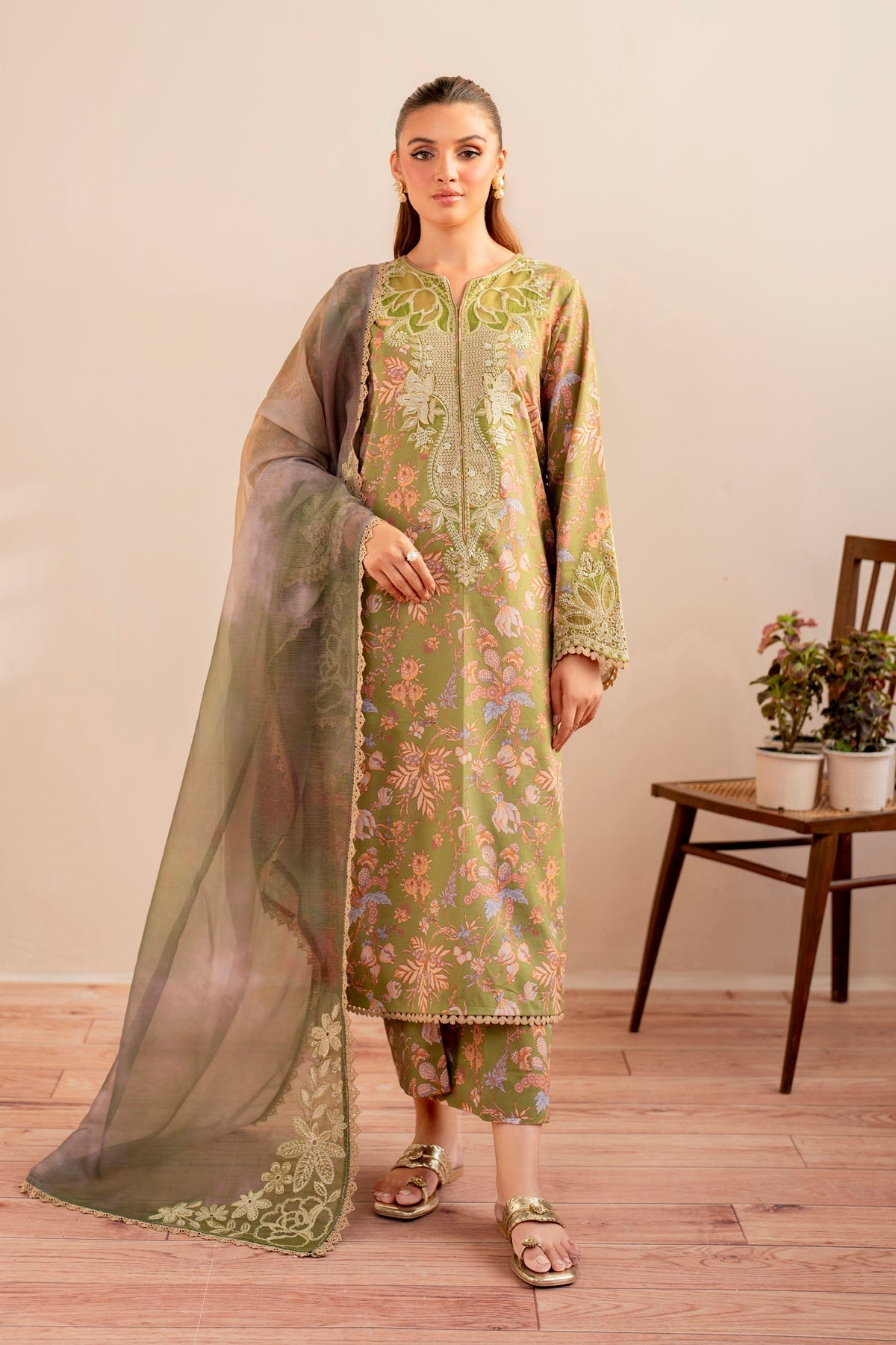 Xenia Formals | Summer Away 25 | FINCH-Brand:Xenia Formals-Type:Ladies Clothes-Olive-Lawn-House of Maryam- Buy in UK, USA