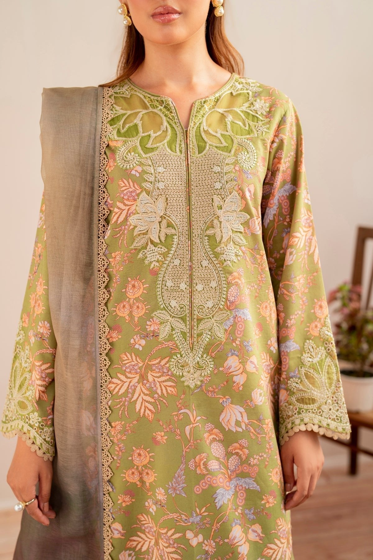 Xenia Formals | Summer Away 25 | FINCH-Brand:Xenia Formals-Type:Ladies Clothes-Olive-Lawn-House of Maryam- Buy in UK, USA