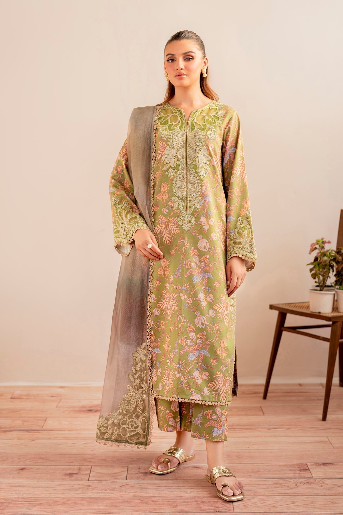 Xenia Formals | Summer Away 25 | FINCH-Brand:Xenia Formals-Type:Ladies Clothes-Olive-Lawn-House of Maryam- Buy in UK, USA