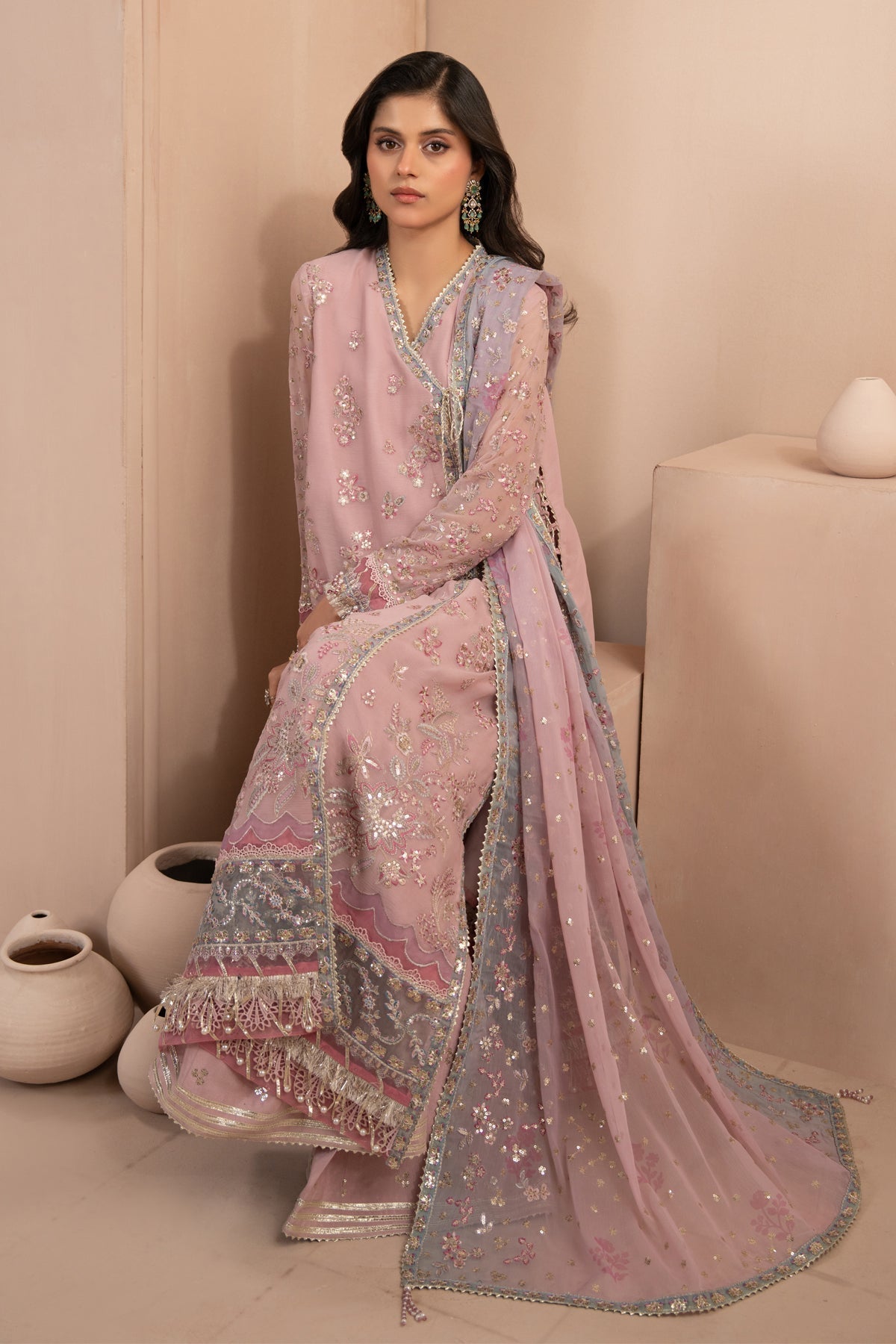 Xenia Formals | Zaeva Formals | FARIDA-Brand:Xenia Formals-Type:Ladies Clothes-Pink-Chiffon-House of Maryam- Buy in UK, USA
