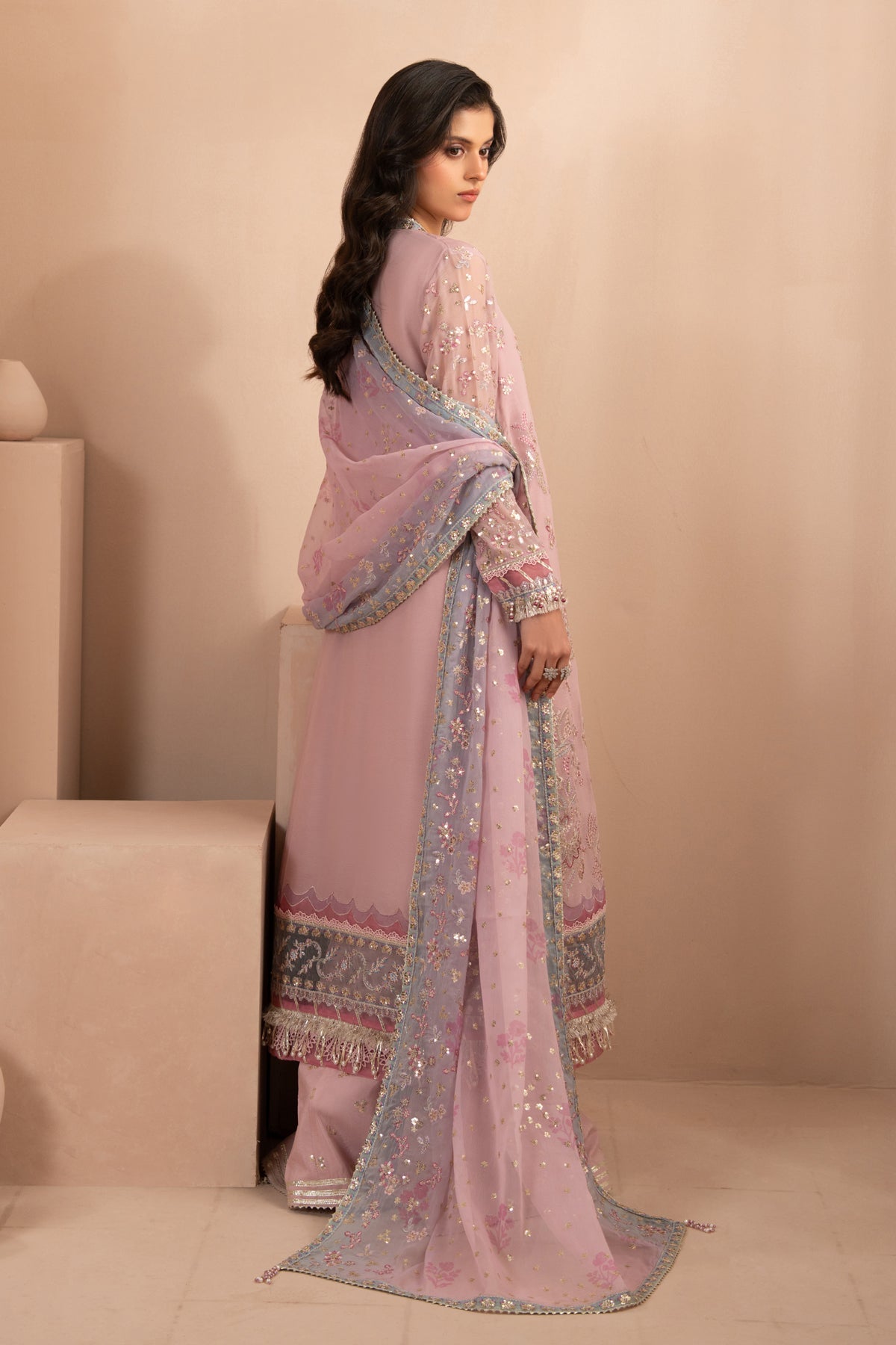 Xenia Formals | Zaeva Formals | FARIDA-Brand:Xenia Formals-Type:Ladies Clothes-Pink-Chiffon-House of Maryam- Buy in UK, USA