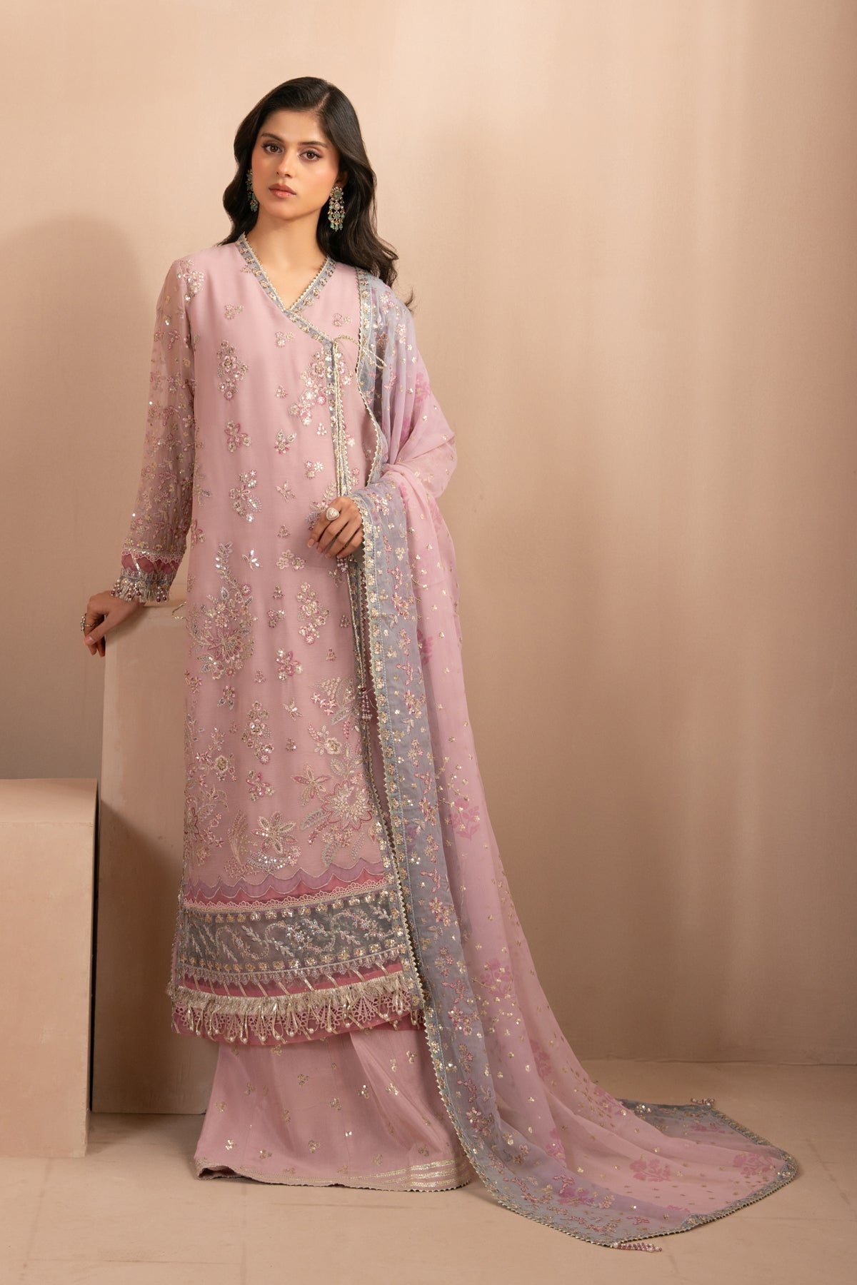 Xenia Formals | Zaeva Formals | FARIDA-Brand:Xenia Formals-Type:Ladies Clothes-Pink-Chiffon-House of Maryam- Buy in UK, USA