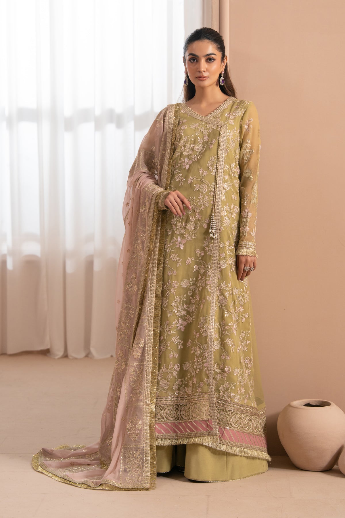 Xenia Formals | Zaeva Formals | NIVVI-Brand:Xenia Formals-Type:Ladies Clothes-Mustard-Chiffon-House of Maryam- Buy in UK, USA