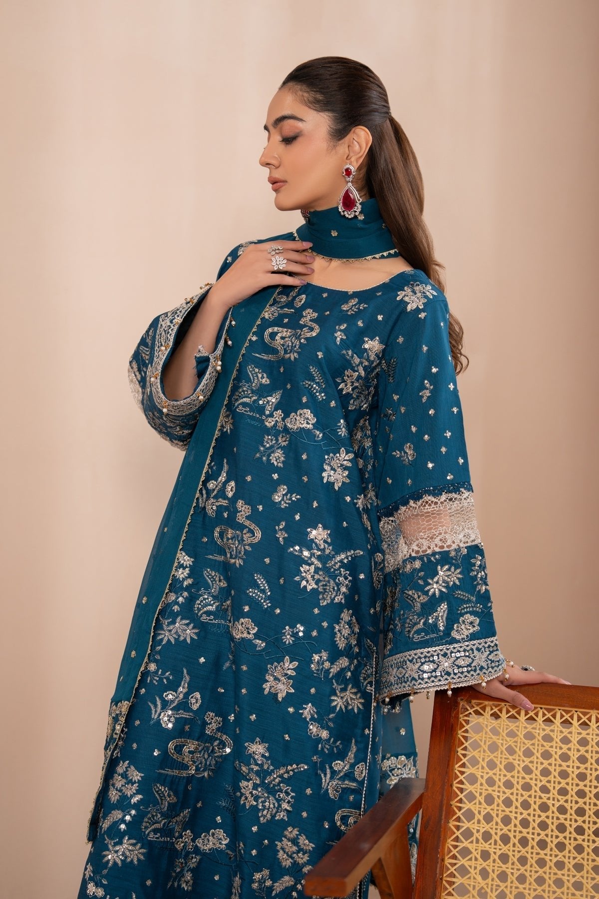 Xenia Formals | Zaeva Formals | SAZIL-Brand:Xenia Formals-Type:Ladies Clothes-Zinc-Raw Silk-House of Maryam- Buy in UK, USA