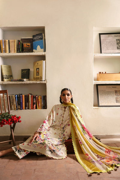 Zaha | Festive Lawn 25 | CHANDNI (ZF-25-10)-Brand:zaha-Type:Ladies Clothes-Beige-Lawn-House of Maryam- Buy in UK, USA