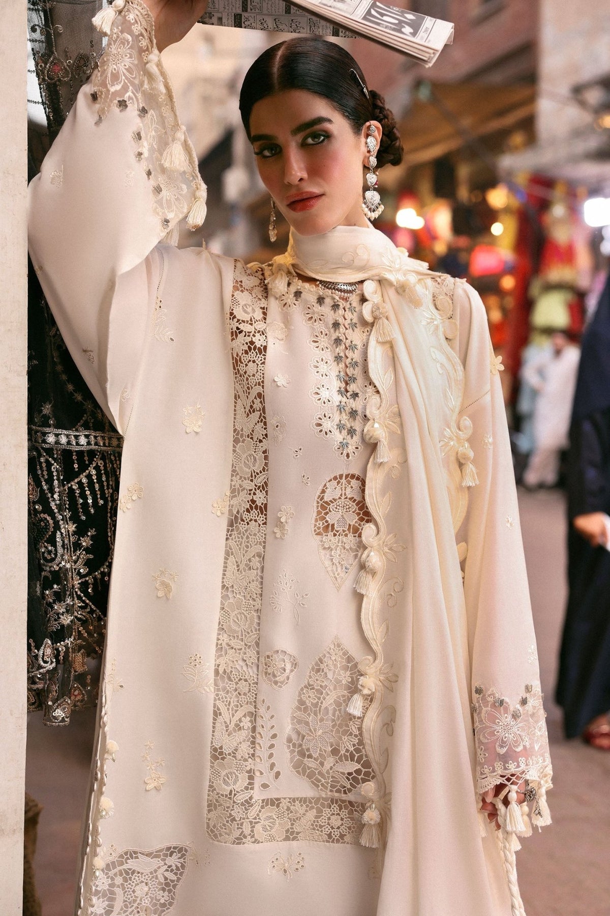 Zaha | Festive Lawn 25 | GULBAHAR (ZF-25-02)-Brand:Zaha-Type:Ladies Clothes-Beige-Lawn-House of Maryam- Buy in UK, USA