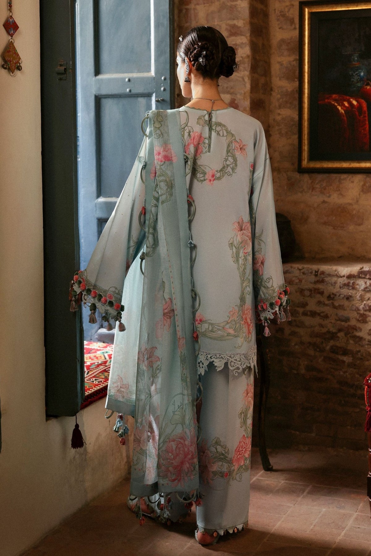 Zaha | Festive Lawn 25 | KHUSBU (ZF-25-09)-Brand:Zaha-Type:Ladies Clothes-Ice Blue-Lawn-House of Maryam- Buy in UK, USA