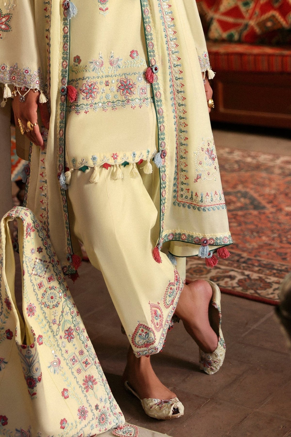 Zaha | Festive Lawn 25 | MEHERBANO (ZF-25-01)-Brand:Zaha-Type:Ladies Clothes-Beige-Lawn-House of Maryam- Buy in UK, USA