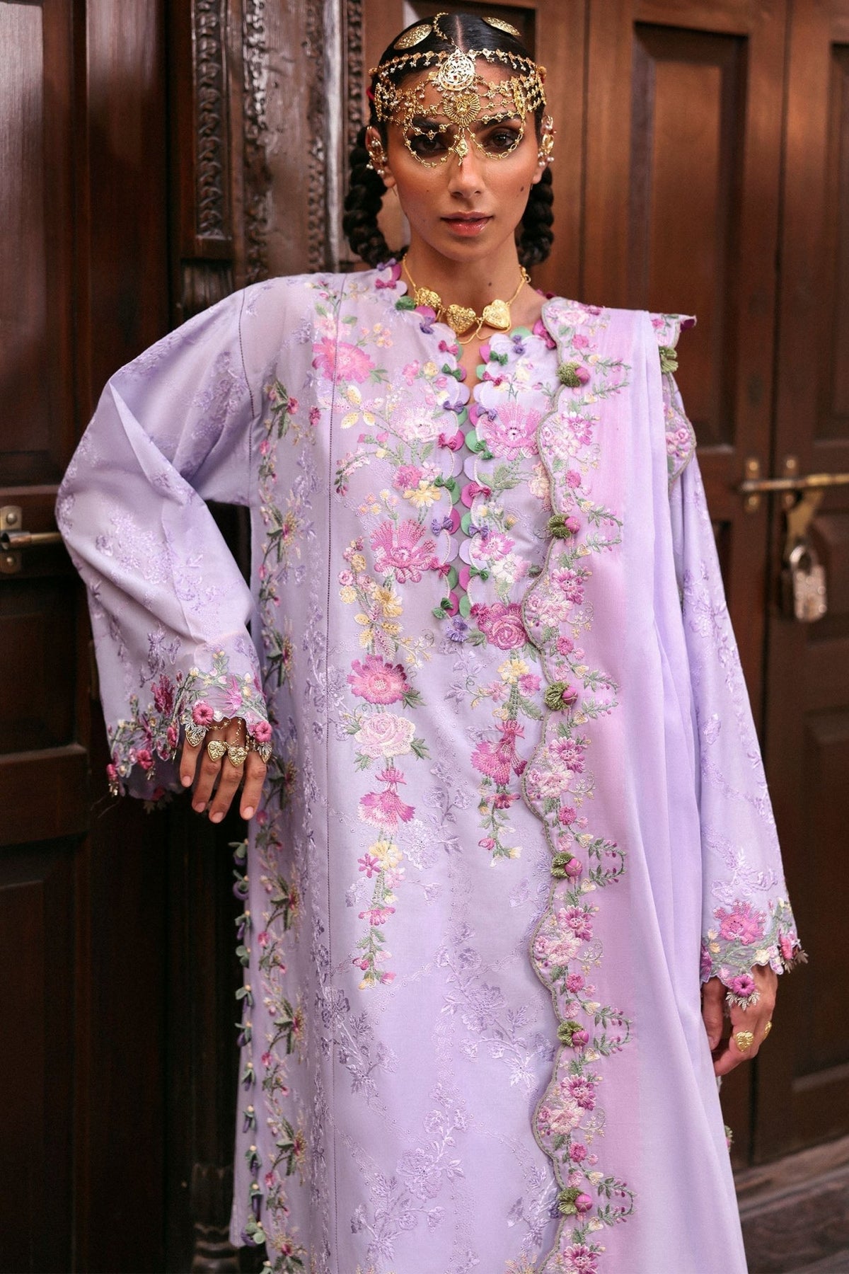 Zaha | Festive Lawn 25 | NILOFER (ZF-25-04)-Brand:Zaha-Type:Ladies Clothes-Lilac-Lawn-House of Maryam- Buy in UK, USA