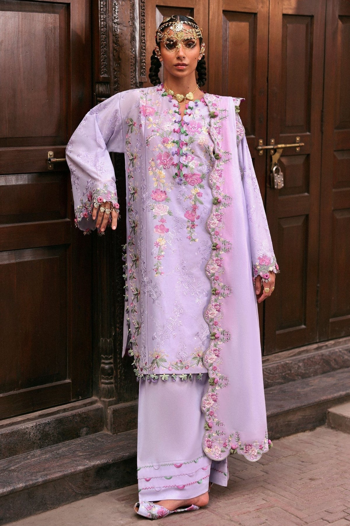Zaha | Festive Lawn 25 | NILOFER (ZF-25-04)-Brand:Zaha-Type:Ladies Clothes-Lilac-Lawn-House of Maryam- Buy in UK, USA