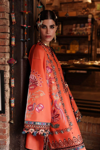 Zaha | Festive Lawn 25 | RANGREZ (ZF-25-06)-Brand:zaha-Type:Ladies Clothes-Coral Pink-Lawn-House of Maryam- Buy in UK, USA