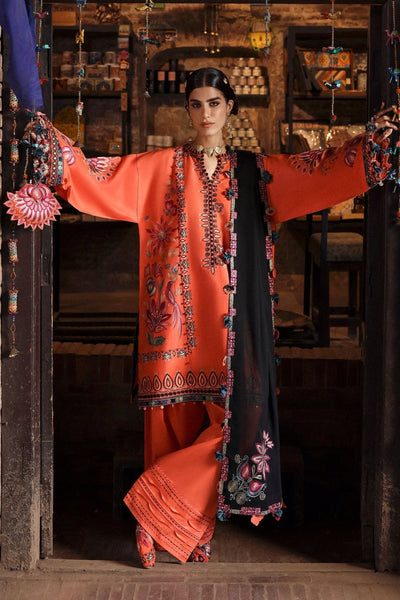 Zaha | Festive Lawn 25 | RANGREZ (ZF-25-06)-Brand:zaha-Type:Ladies Clothes-Coral Pink-Lawn-House of Maryam- Buy in UK, USA