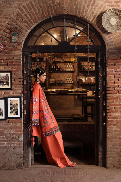 Zaha | Festive Lawn 25 | RANGREZ (ZF-25-06)-Brand:zaha-Type:Ladies Clothes-Coral Pink-Lawn-House of Maryam- Buy in UK, USA