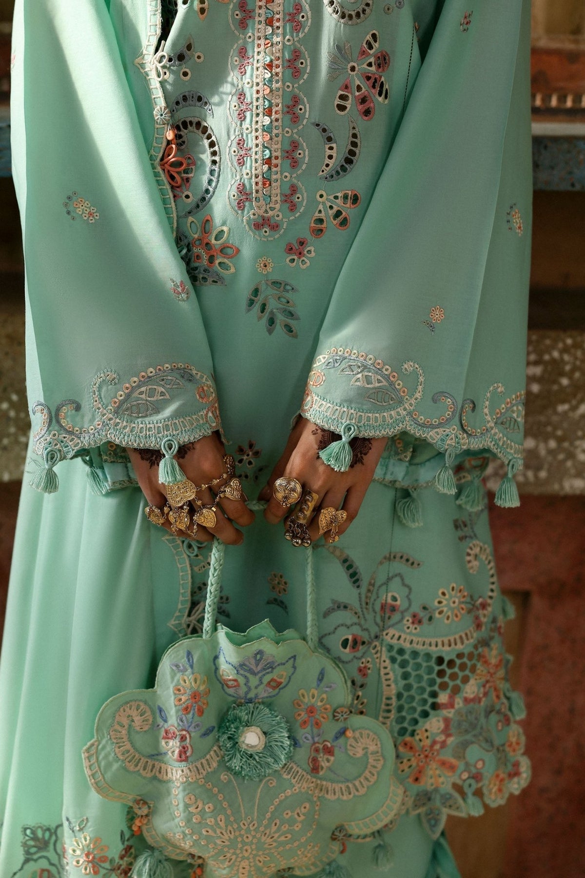 Zaha | Festive Lawn 25 | SEHER (ZF-25-05)-Brand:Zaha-Type:Ladies Clothes-Sea Green-Lawn-House of Maryam- Buy in UK, USA
