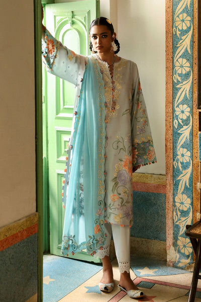 Zaha | Festive Lawn 25 | SHEHRBANO (ZF-25-03)-Brand:Zaha-Type:Ladies Clothes-Ivory-Lawn-House of Maryam- Buy in UK, USA