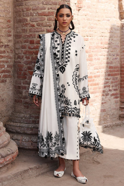 Zaha | Festive Lawn 25 | ZARMINA (ZF-25-08)-Brand:Zaha-Type:Ladies Clothes-Pearl White-Lawn-House of Maryam- Buy in UK, USA