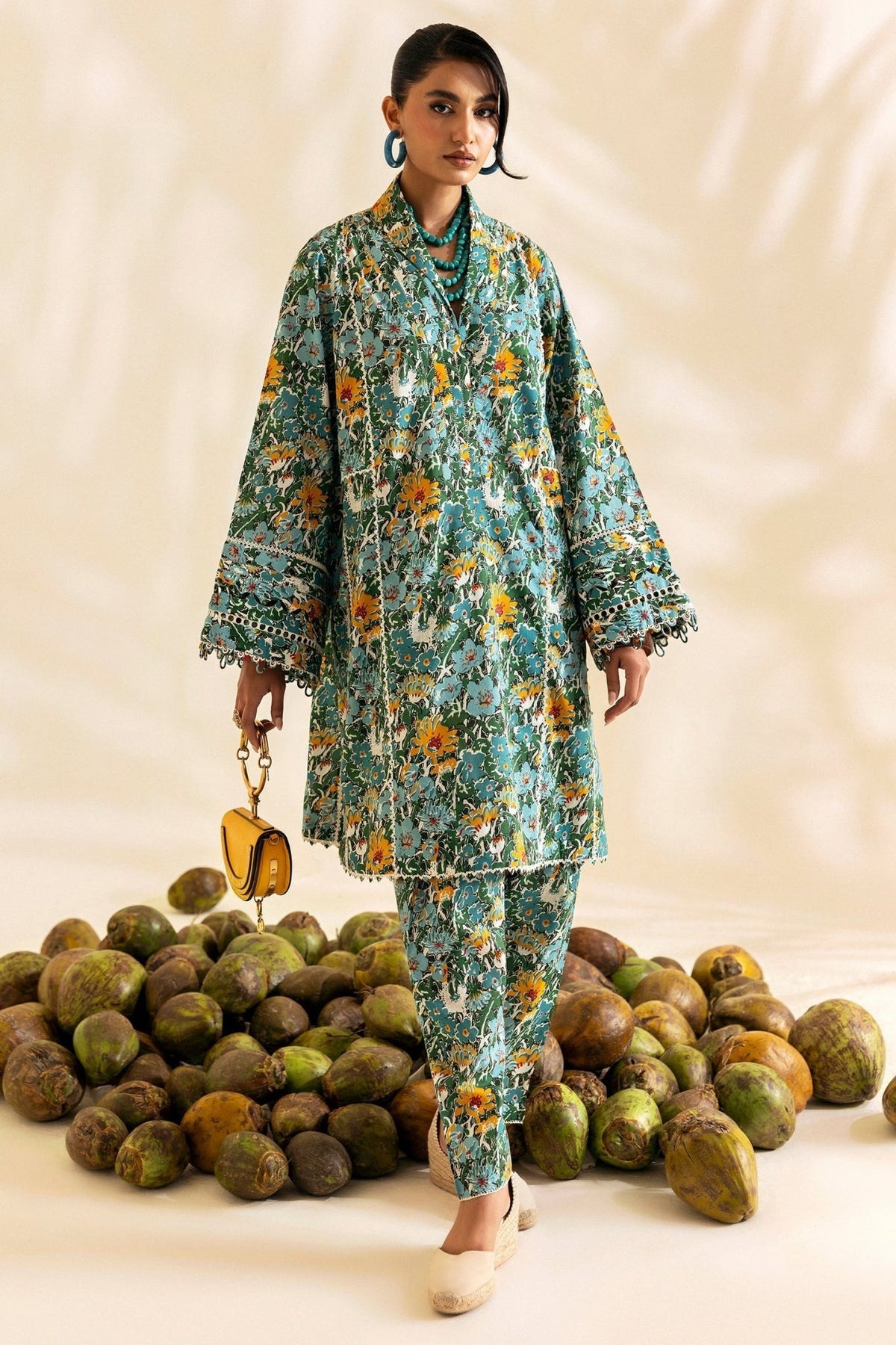 Zaha | Pop RTW | BRISA-Brand:Zaha-Type:Ladies Clothes-Teal Green-Lawn-House of Maryam- Buy in UK, USA