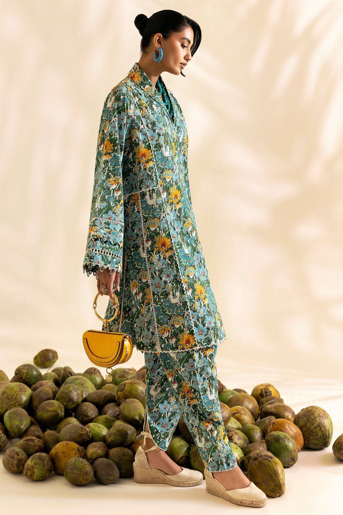 Zaha | Pop RTW | BRISA-Brand:Zaha-Type:Ladies Clothes-Teal Green-Lawn-House of Maryam- Buy in UK, USA