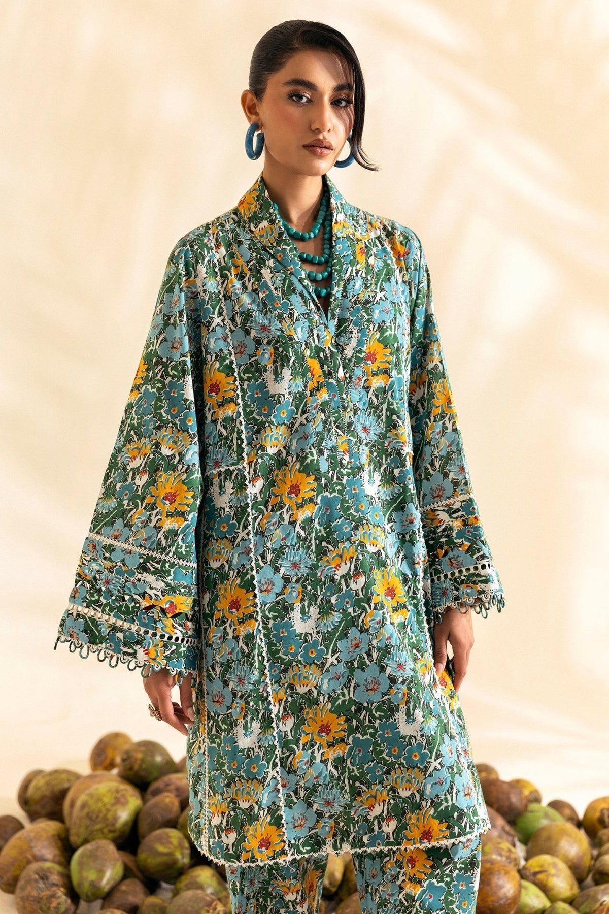 Zaha | Pop RTW | BRISA-Brand:Zaha-Type:Ladies Clothes-Teal Green-Lawn-House of Maryam- Buy in UK, USA
