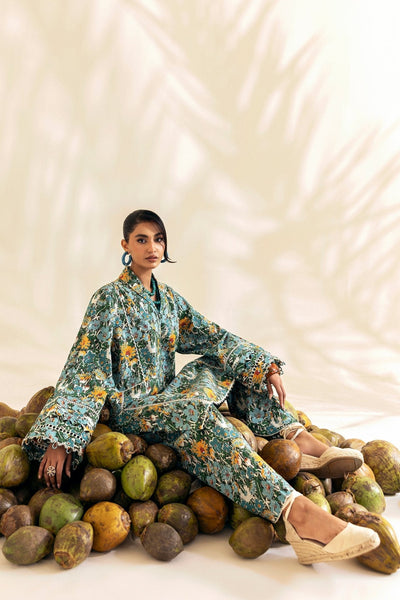 Zaha | Pop RTW | BRISA-Brand:Zaha-Type:Ladies Clothes-Teal Green-Lawn-House of Maryam- Buy in UK, USA