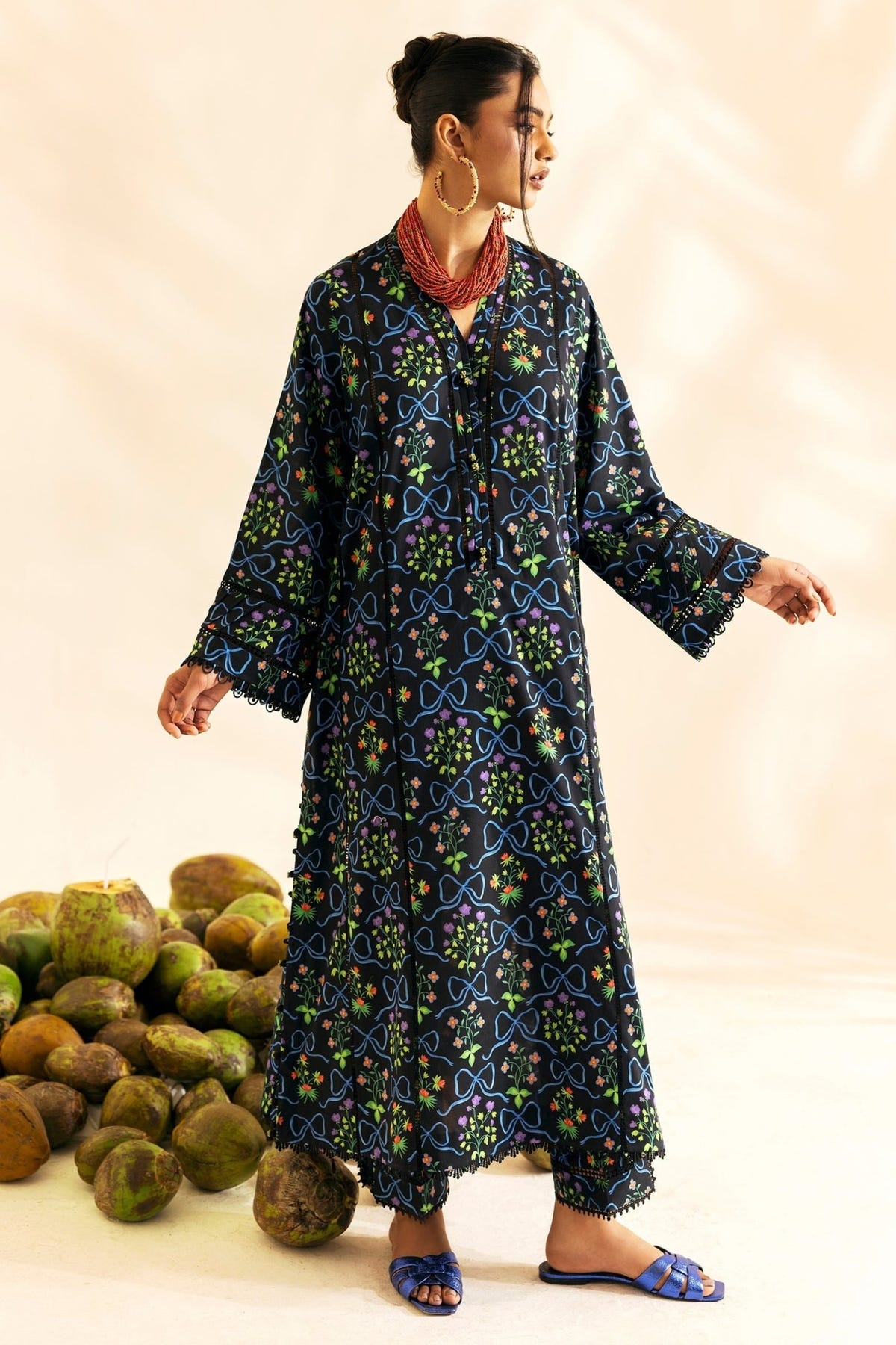Zaha | Pop RTW | CAYANA-Brand:Zaha-Type:Ladies Clothes-Black-Lawn-House of Maryam- Buy in UK, USA