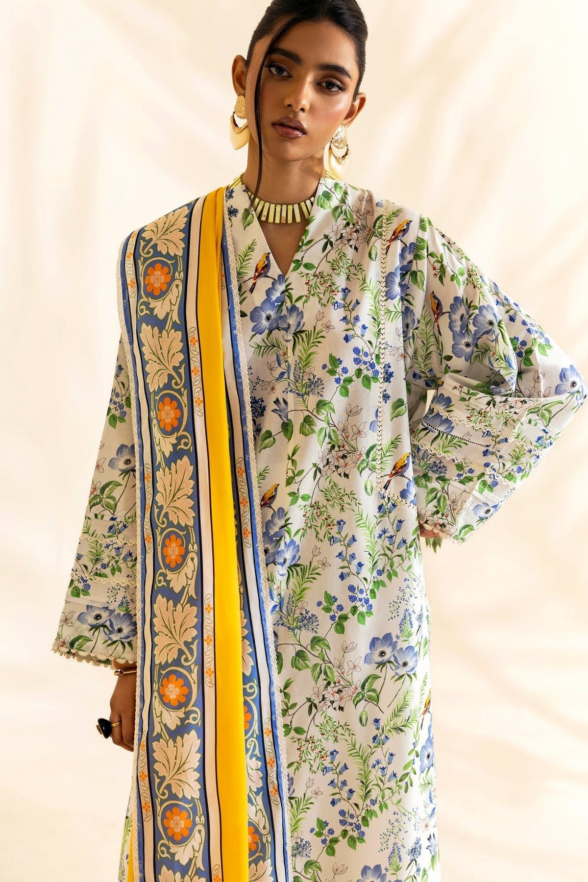Zaha | Pop RTW | SUNDARA-Brand:Zaha-Type:Ladies Clothes-Ivory-Lawn-House of Maryam- Buy in UK, USA