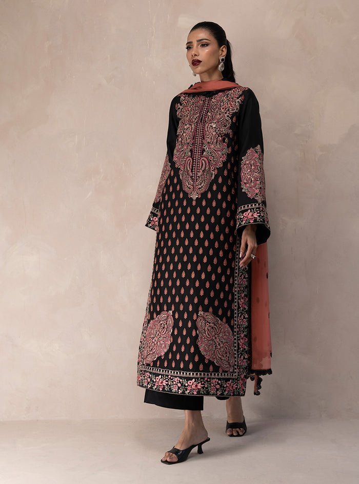 Zainab Chottani | Eid Edit 26 | Imperial Rose-Brand:Zainab Chottani-Type:Ladies Clothes-Pure Raw Silk-Black-House of Maryam- Buy in UK, USA