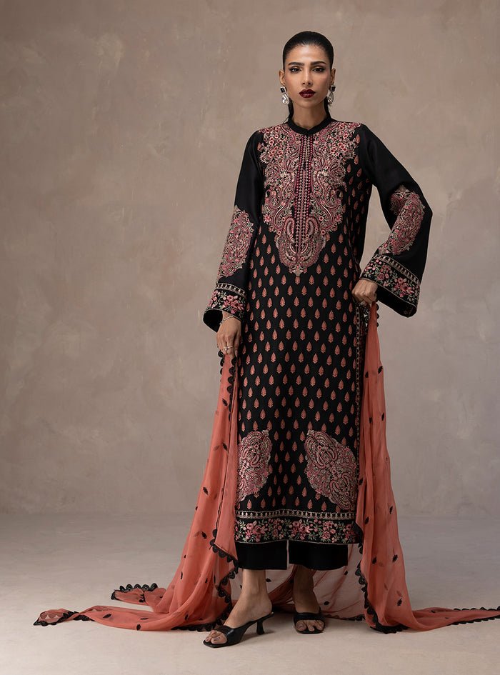 Zainab Chottani | Eid Edit 26 | Imperial Rose-Brand:Zainab Chottani-Type:Ladies Clothes-Pure Raw Silk-Black-House of Maryam- Buy in UK, USA
