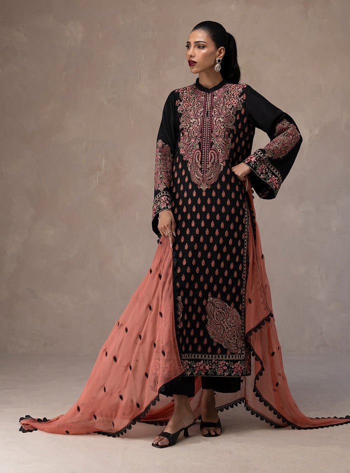Zainab Chottani | Eid Edit 26 | Imperial Rose-Brand:Zainab Chottani-Type:Ladies Clothes-Pure Raw Silk-Black-House of Maryam- Buy in UK, USA