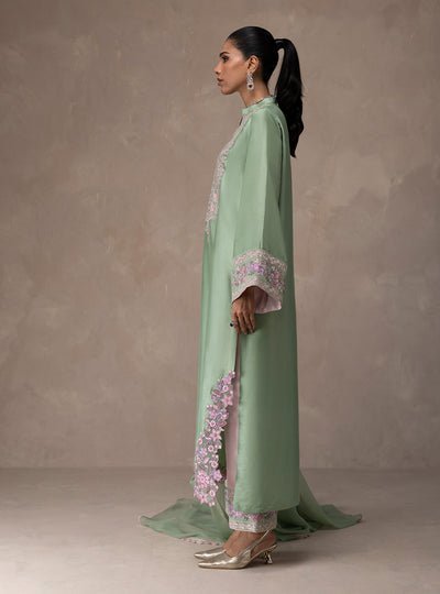 Zainab Chottani | Eid Edit 26 | Mint Bloom-Brand:Zainab Chottani-Type:Ladies Clothes-Pure Raw Silk-Sage Green-House of Maryam- Buy in UK, USA