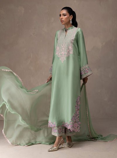 Zainab Chottani | Eid Edit 26 | Mint Bloom-Brand:Zainab Chottani-Type:Ladies Clothes-Pure Raw Silk-Sage Green-House of Maryam- Buy in UK, USA