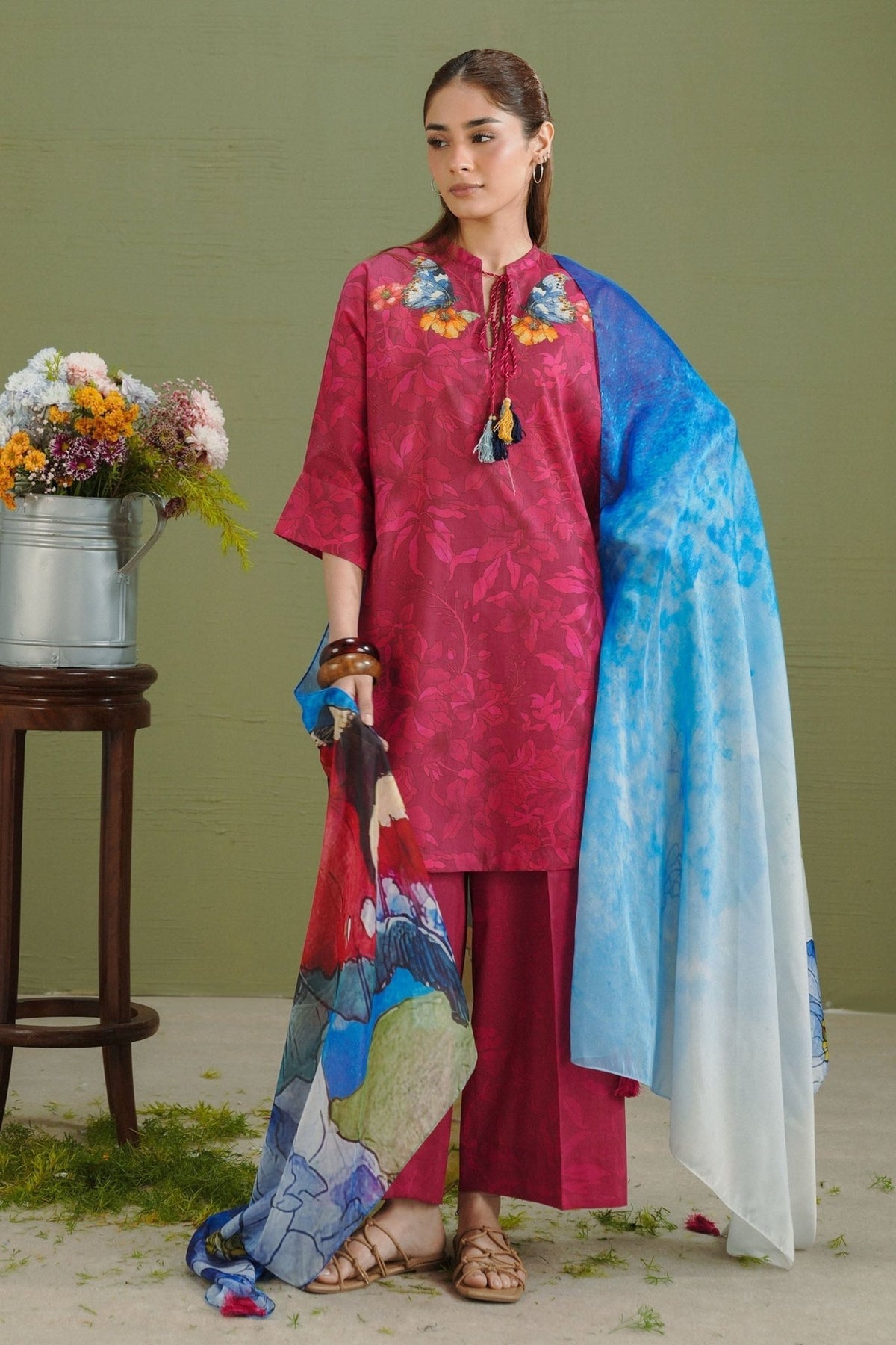 Zara Shahjahan | Coco Prints 26 | Gece-5A-Brand:Zara Shahjahan-Type:Ladies Clothes-Cherry Red-Lawn-House of Maryam- Buy in UK, USA