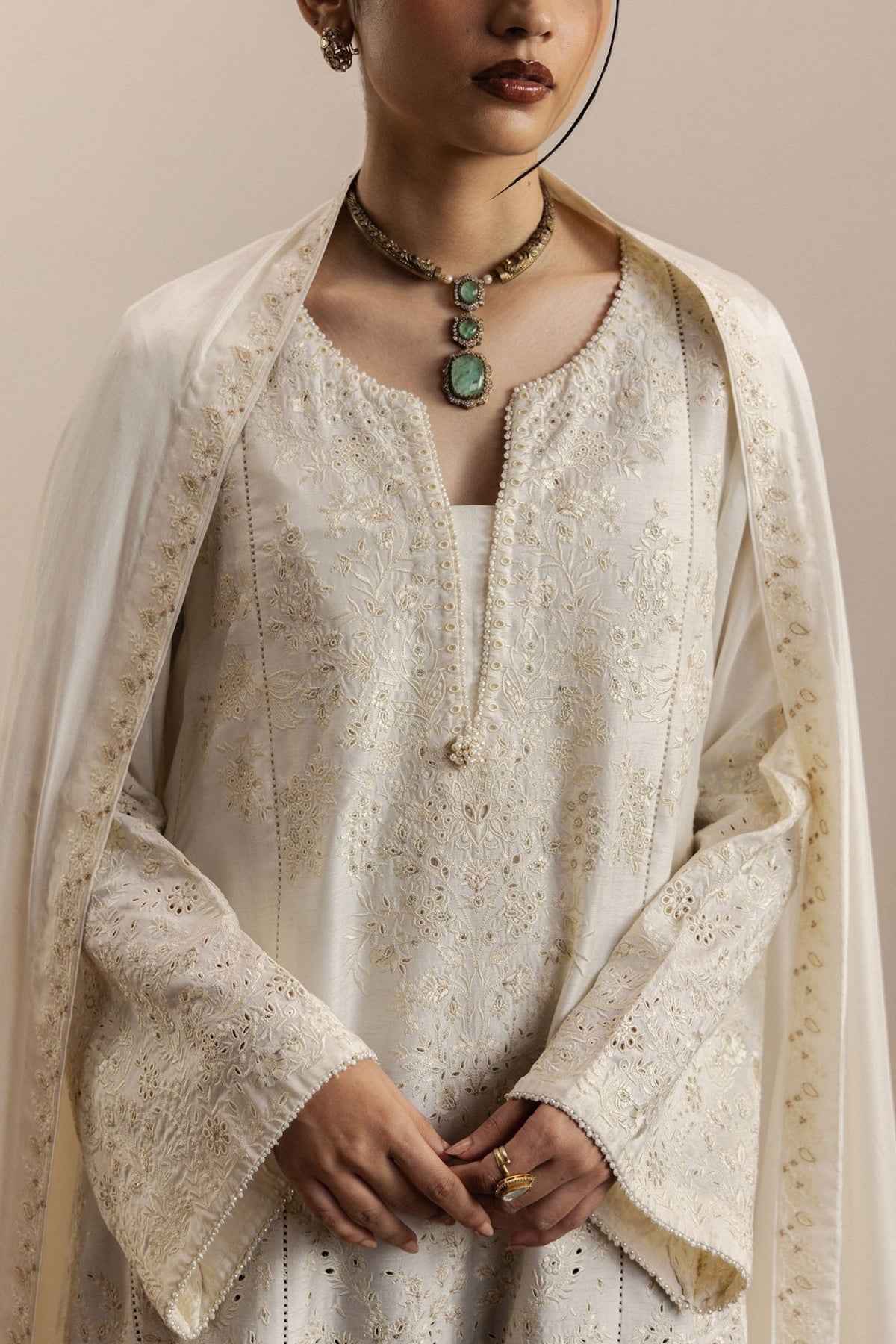 Zara Shahjahan | Eid Festive 26 | Aabroo-Brand:Zara Shahjahan-Type:Ladies Clothes-Ivory-Medium Raw Silk-House of Maryam- Buy in UK, USA