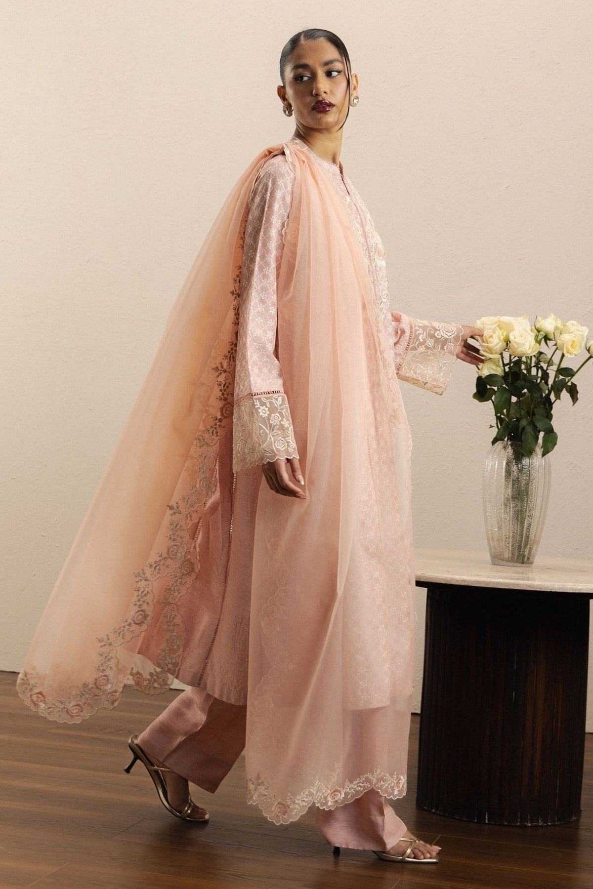 Zara Shahjahan | Eid Festive 26 | Gulkaar-Brand:Zara Shahjahan-Type:Ladies Clothes-Light Pink-Raw Silk-House of Maryam- Buy in UK, USA