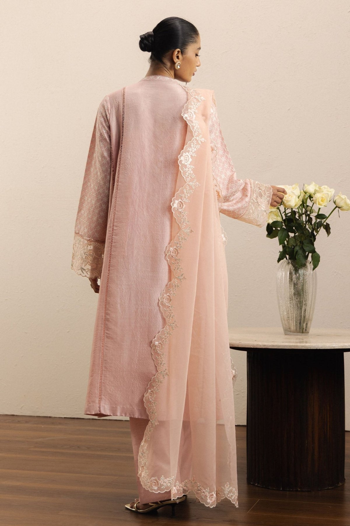 Zara Shahjahan | Eid Festive 26 | Gulkaar-Brand:Zara Shahjahan-Type:Ladies Clothes-Light Pink-Raw Silk-House of Maryam- Buy in UK, USA
