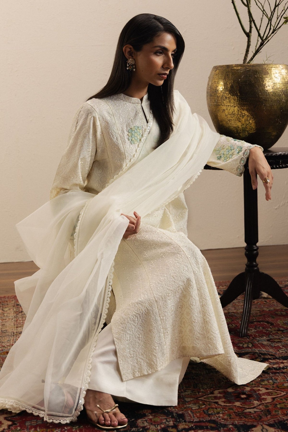 Zara Shahjahan | Eid Festive 26 | Gulshaam-Brand:Zara Shahjahan-Type:Ladies Clothes-Off White-Raw Silk-House of Maryam- Buy in UK, USA