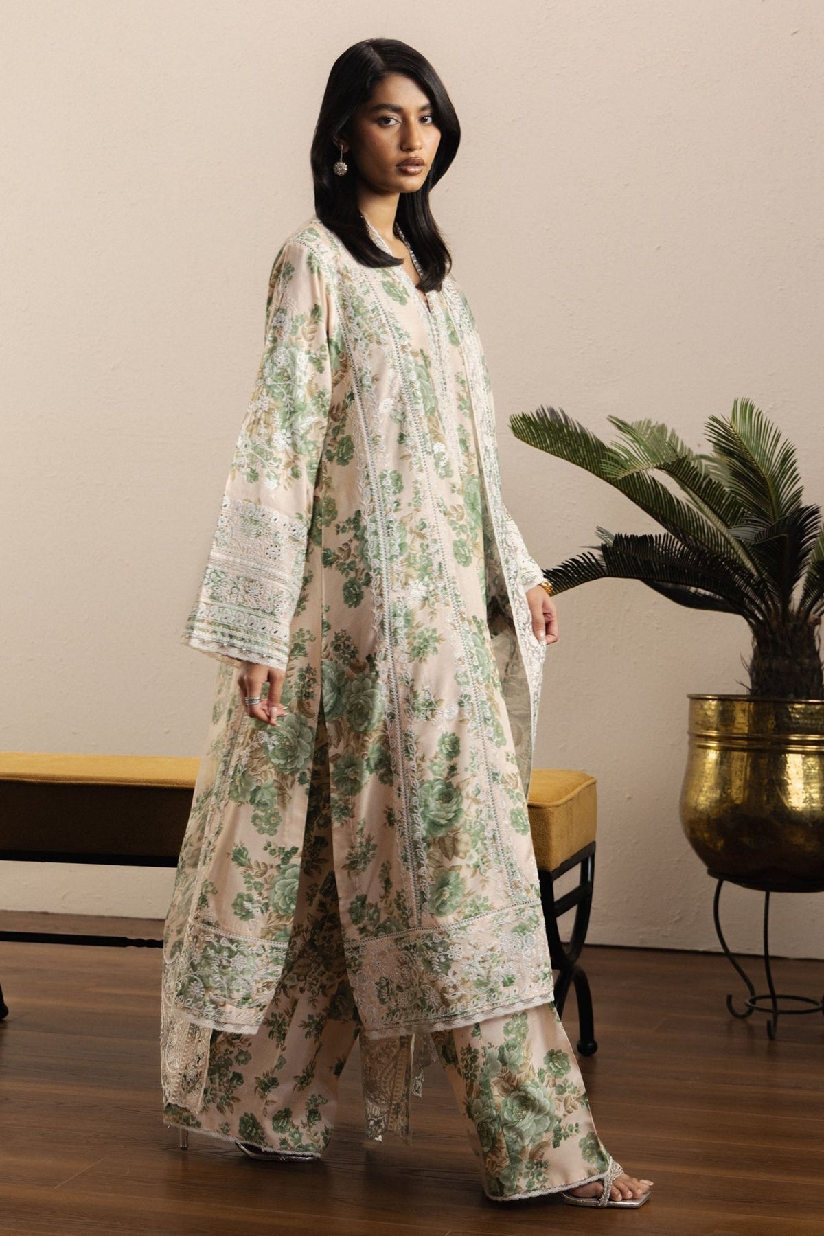 Zara Shahjahan | Eid Festive 26 | Husnara-Brand:Zara Shahjahan-Type:Ladies Clothes-Ivory-Medium Raw Silk-House of Maryam- Buy in UK, USA